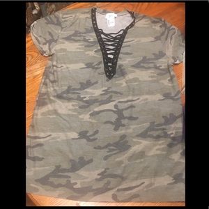 Ladies low cut camo tee dress